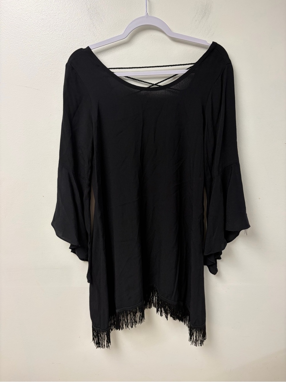 Uncle Frank Fringe Black‎ Mini Dress Size Small